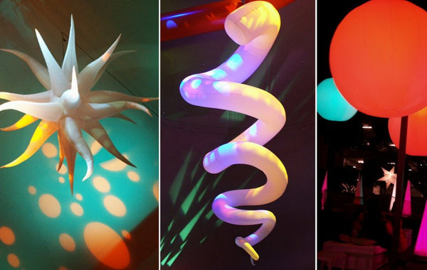 Inflatable spring hydra and spheres